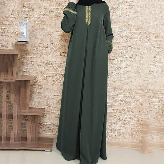 JuliaFashion-Casual Ramadan Kaftan Maxi Dress