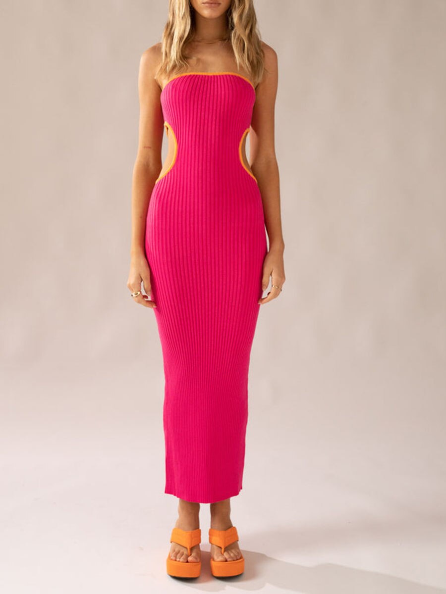 JuliaFashion-Elegant Tube Dress Streetwear Summer Cutout Dress