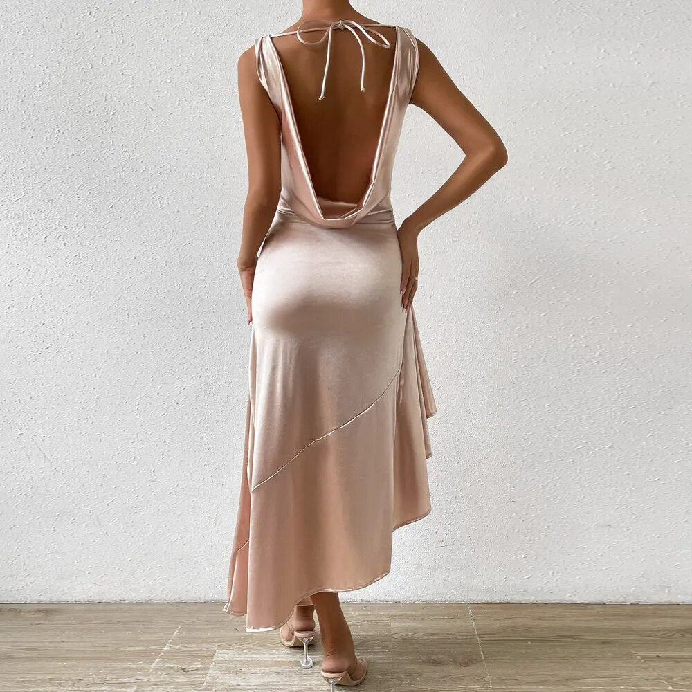 JuliaFashion - 2024 Sexy Split Solid Backless Evening Dress