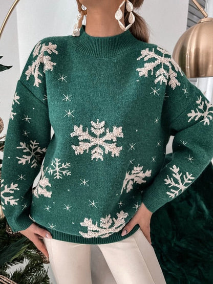 JuliaFashion - 2024 Winter Women's Sweater Knitted Fluffy Loose Casual Christmas Pullovers