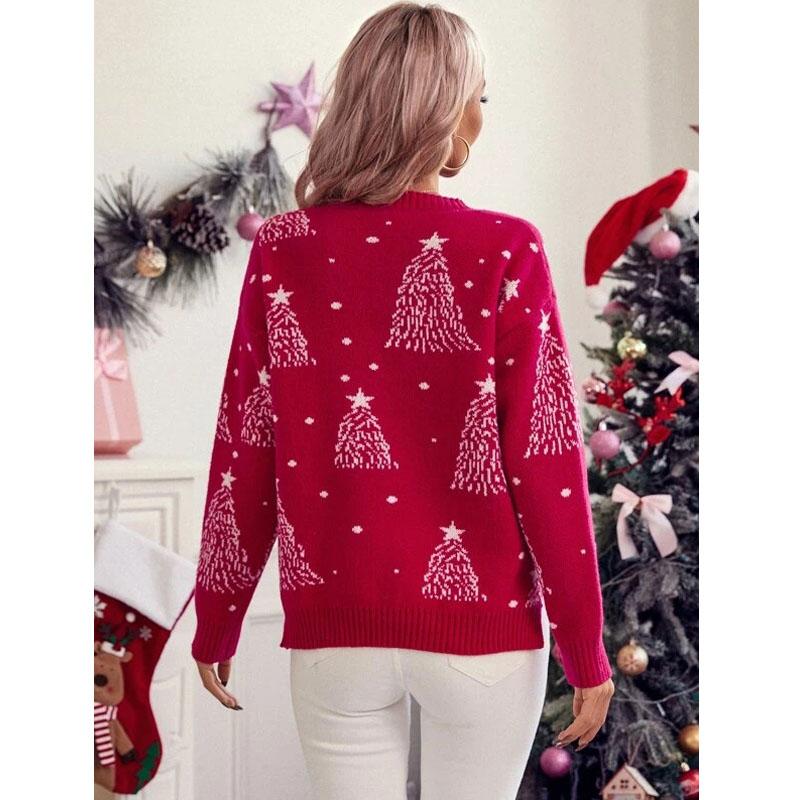 JuliaFashion-Fashion Ladies Autumn Winter Long Sleeve Snowflake Christmas Sweater