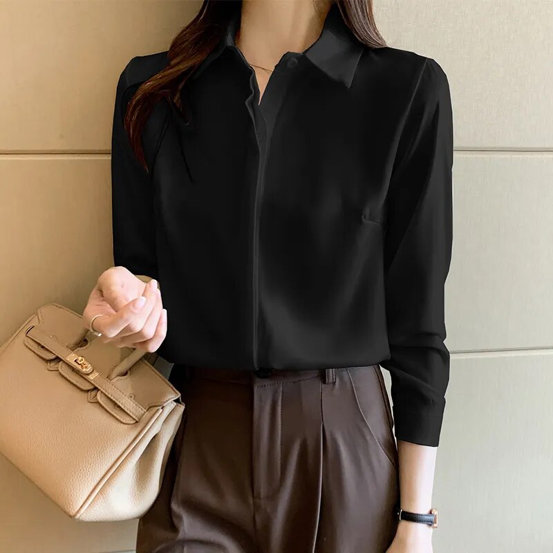 JuliaFashion - 2024 Vintage Silk Office Lady Blouses