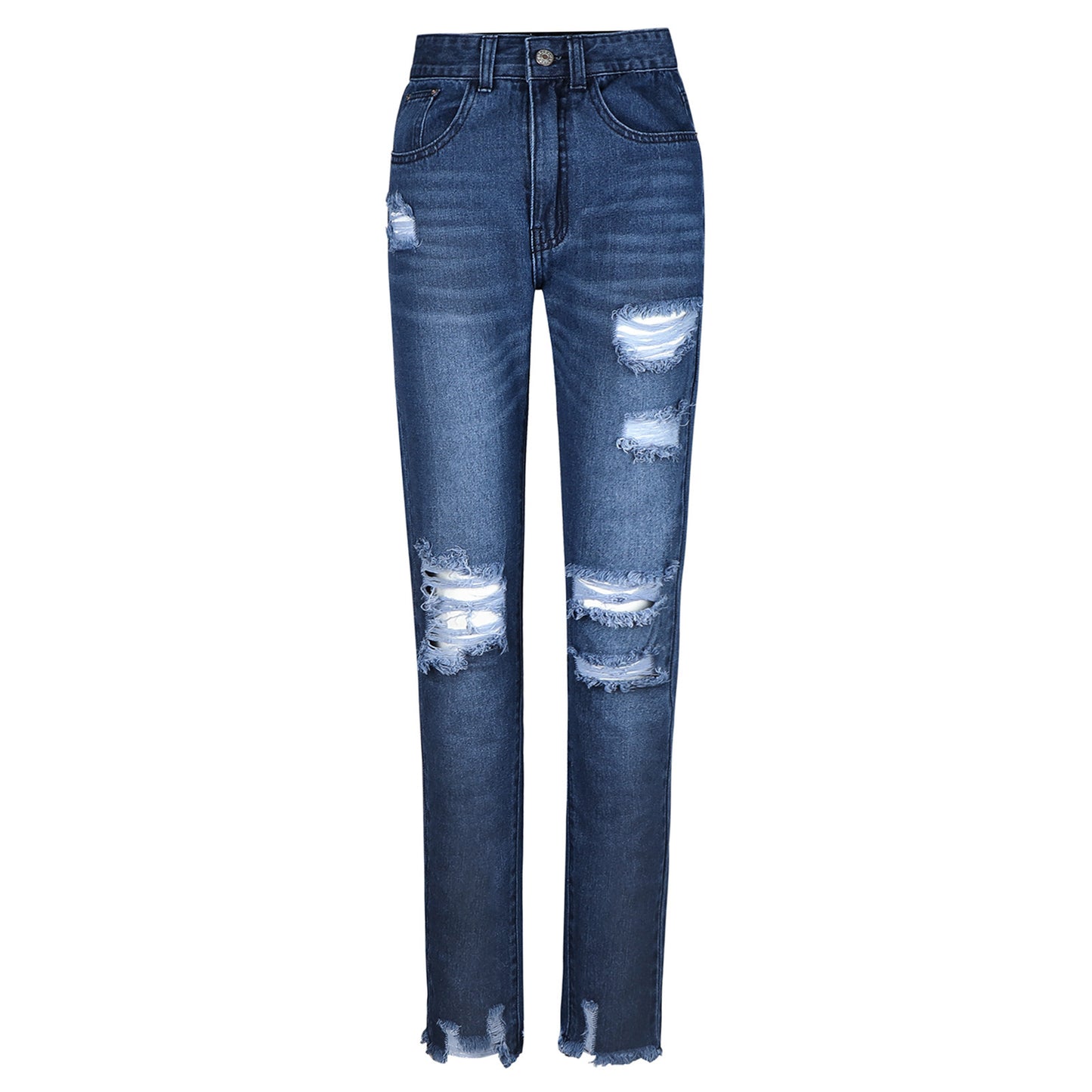 Fashion Skinny Solid Color Ripped Jeans