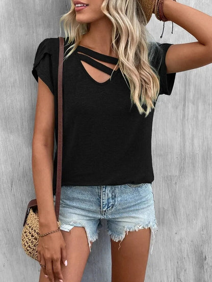 JuliaFashion-Loose Solid Color Summer Tee