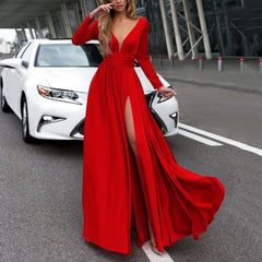 JuliaFashion - Sexy V-Neck Sequins Mermaid Maxi Dress