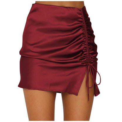 JuliaFashion-Elegant Silk Satin Whorl Skirt