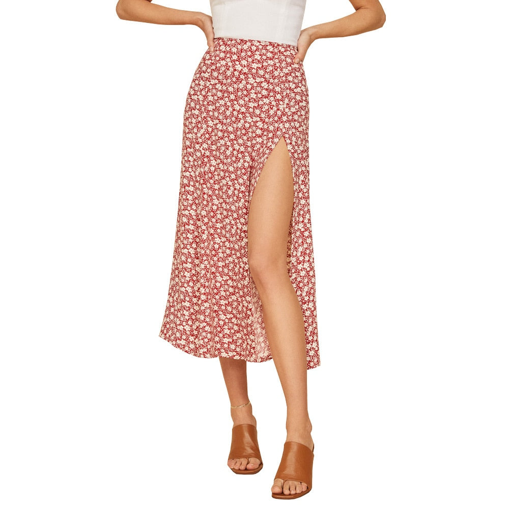 JuliaFashion-Beach Maxi Skirt with High Waist Skirt