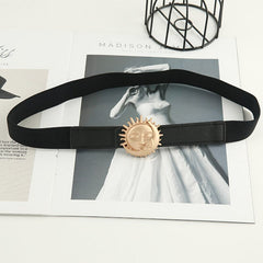 JuliaFashion-Cinch Waist Strap Sweater Dress Decorative