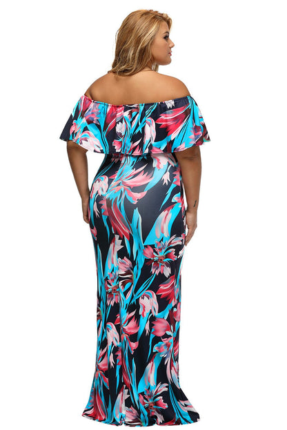 JuliaFashion - 2024 The Flourishing Days Printed Off-the-shoulder Maxi Dress