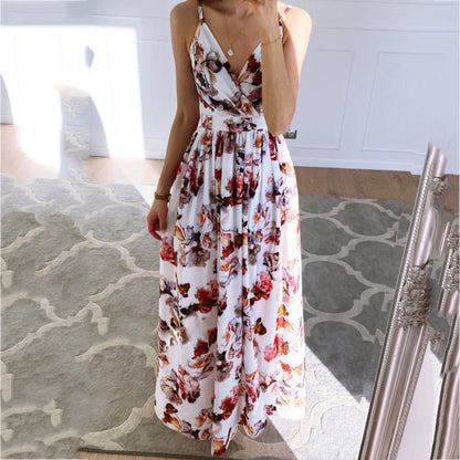 JuliaFashion-Elegant Sleeveless V-Neck Maxi Dress