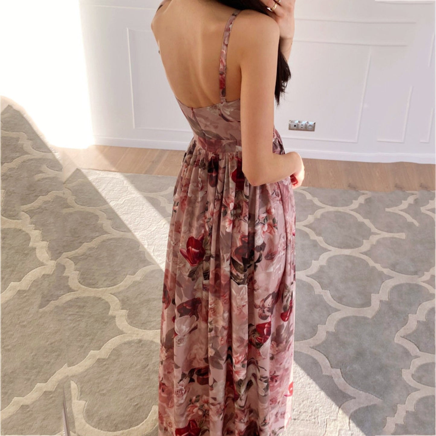 JuliaFashion-Elegant Sleeveless V-Neck Maxi Dress