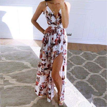 JuliaFashion-Elegant Sleeveless V-Neck Maxi Dress