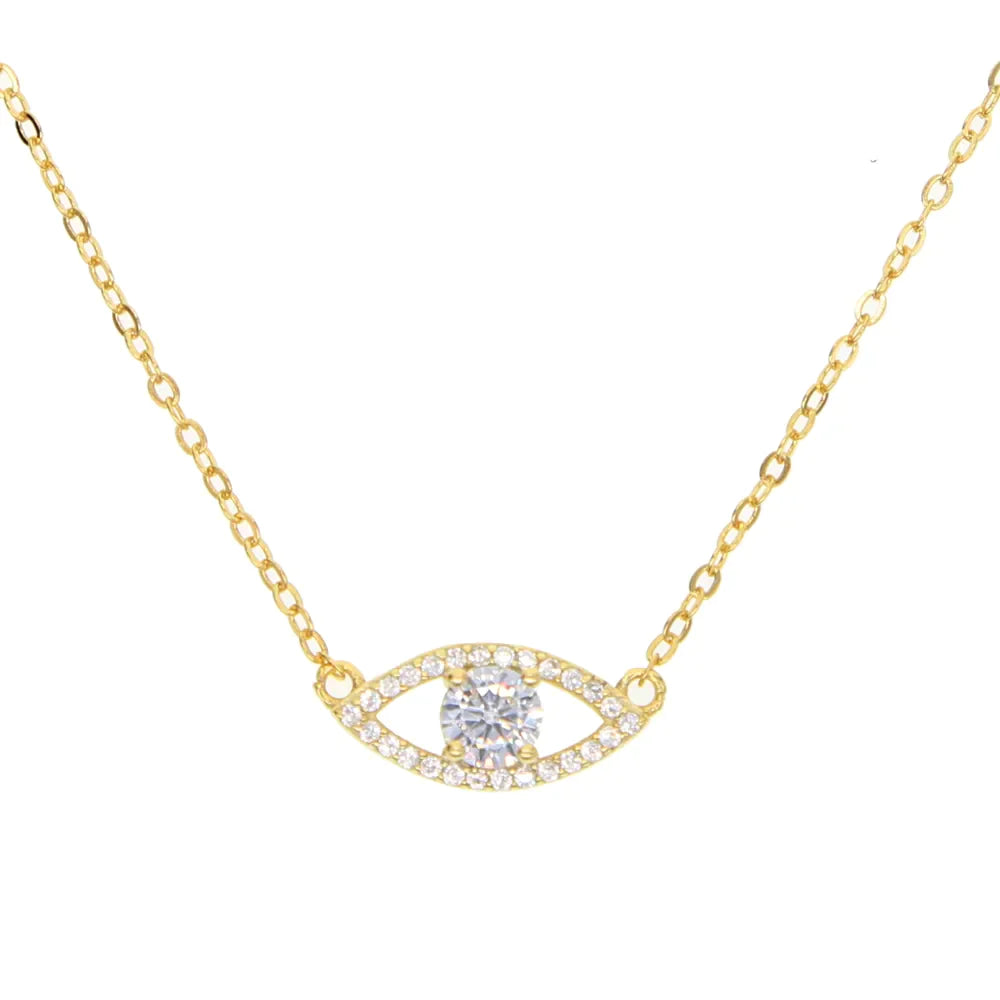 JuliaFashion-Lucky Evil Eye CZ Charm Necklace