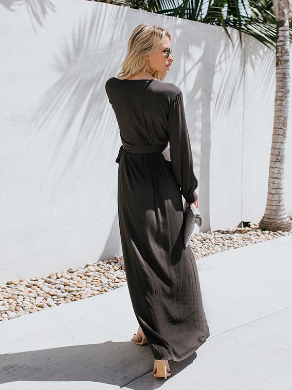 JuliaFashion-Get Lost Surplice Neck High Slit Maxi Dress