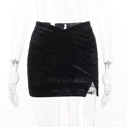 JuliaFashion-Asymmetrical Velvet Gothic Punk Skirt