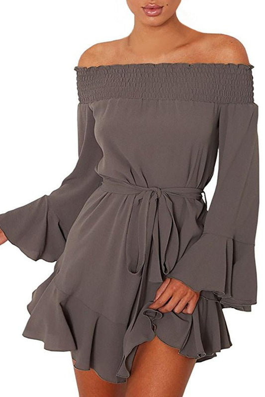 JuliaFashion-Enchanted Sleeves Off Shoulder Mini Dress