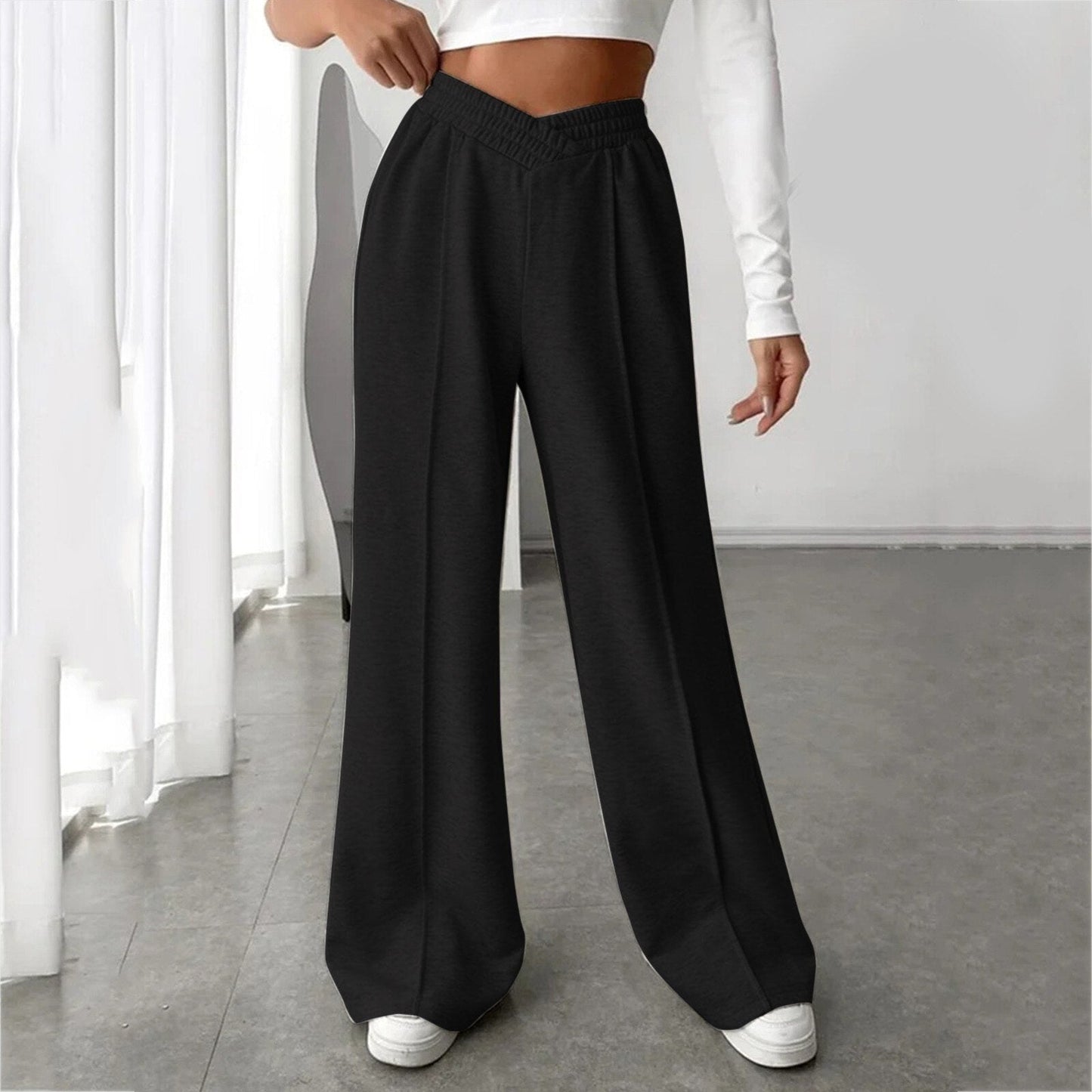 JuliaFashion-Leisure Elastic Pocket Jogging Jersey Pants