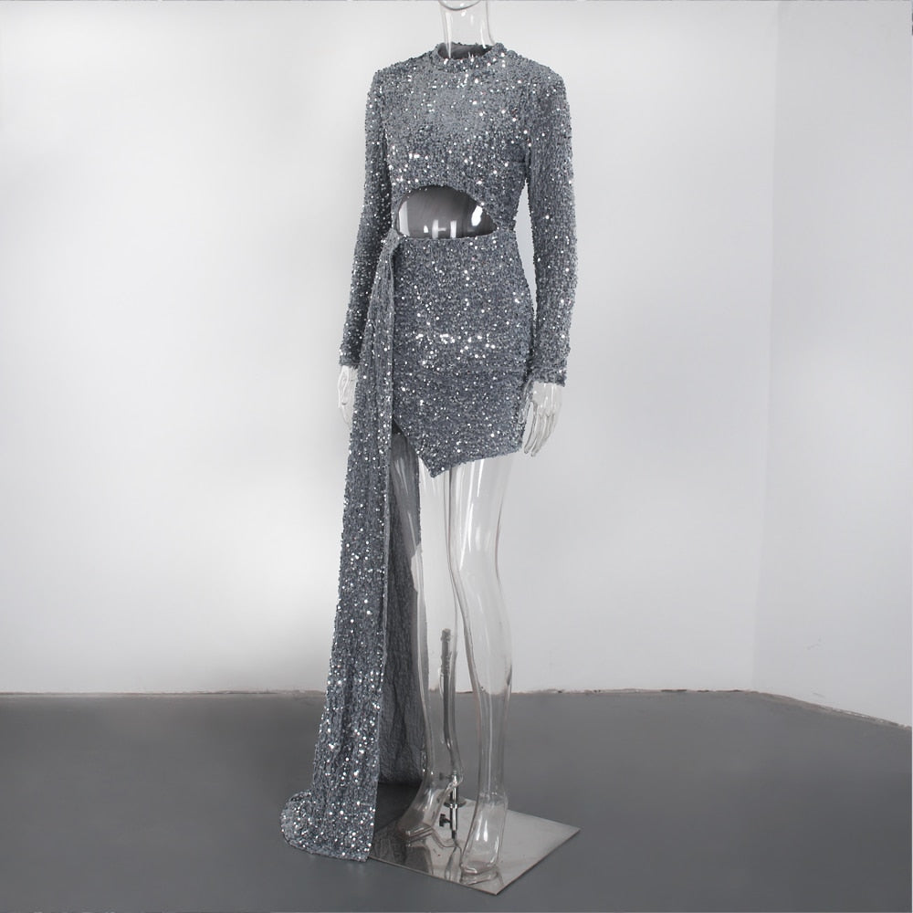 JuliaFashion - 2024 Sexy Sequin Hollow Out Cocktail Party Dresses