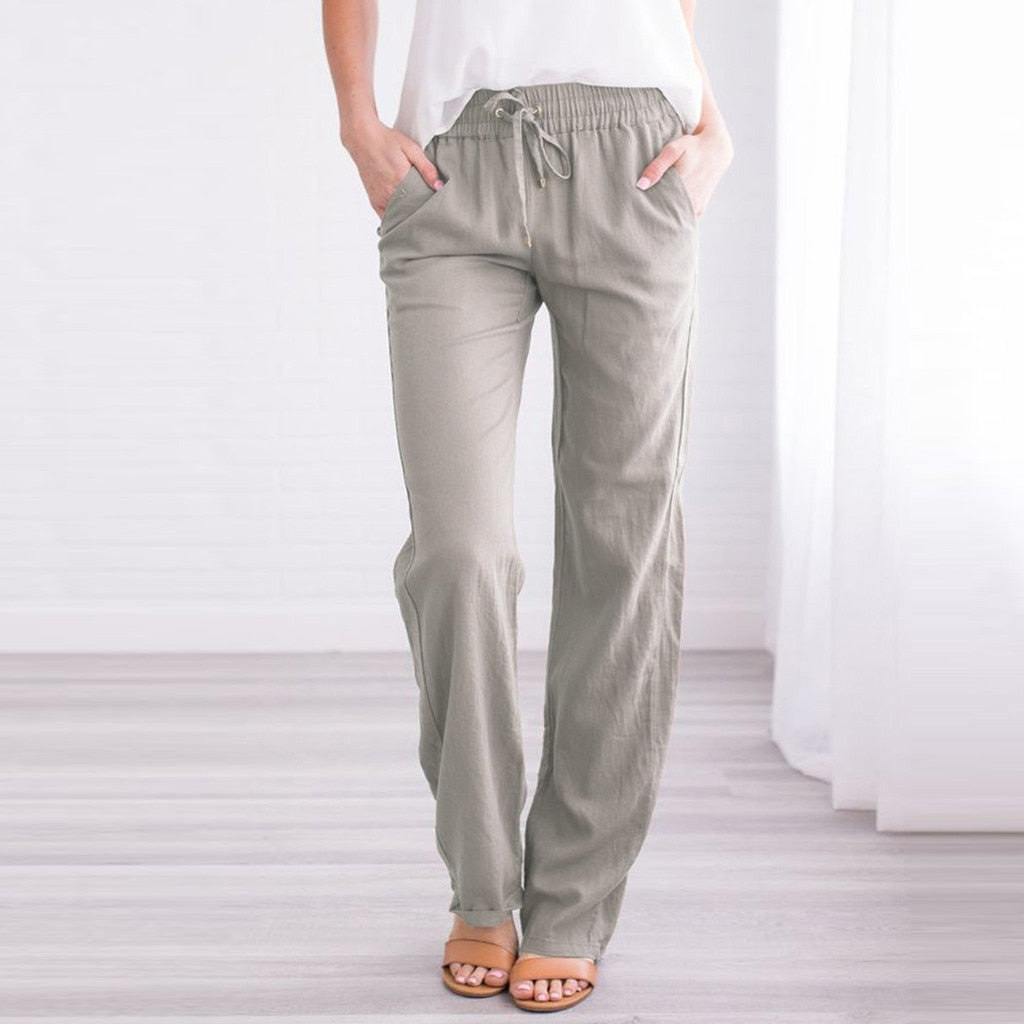 JuliaFashion-Loose Wide-Leg Pocket Ankle-length Length Trousers