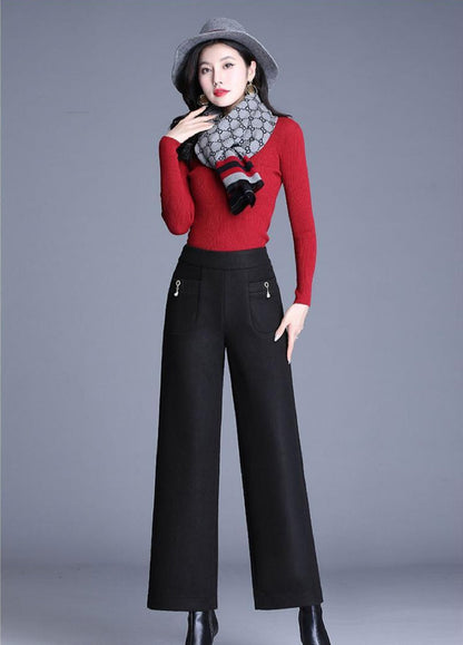 JuliaFashion-Pendent Chic High Waist Loose Classic Straight Trousers