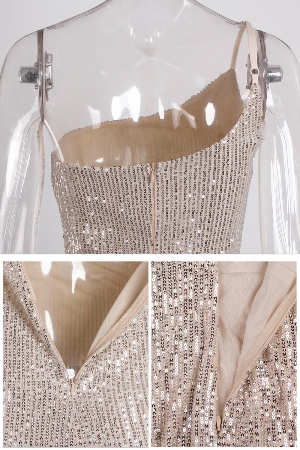 JuliaFashion - 2024 Slim One Shoulder Sequin Cocktail Dress