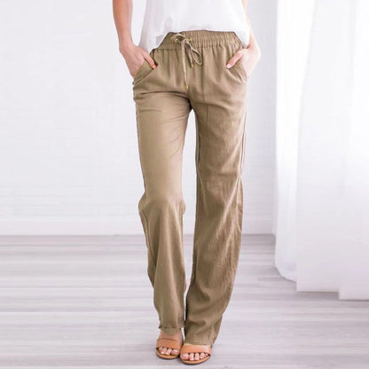 JuliaFashion-Loose Wide-Leg Pocket Ankle-length Length Trousers