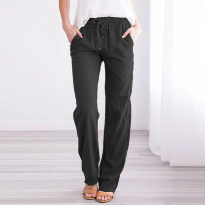 JuliaFashion-Loose Wide-Leg Pocket Ankle-length Length Trousers