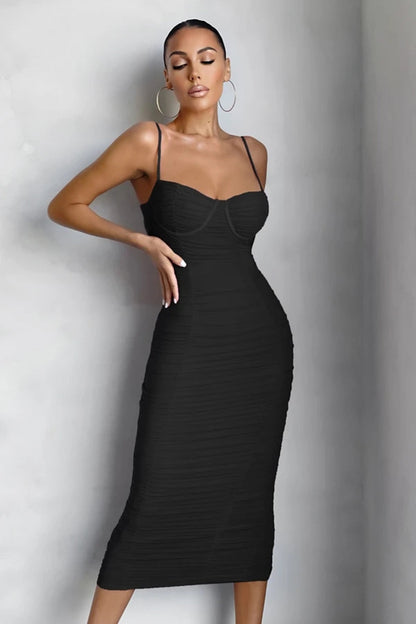 JuliaFashion-Midi Bandage Bodycon Sexy Party Dress