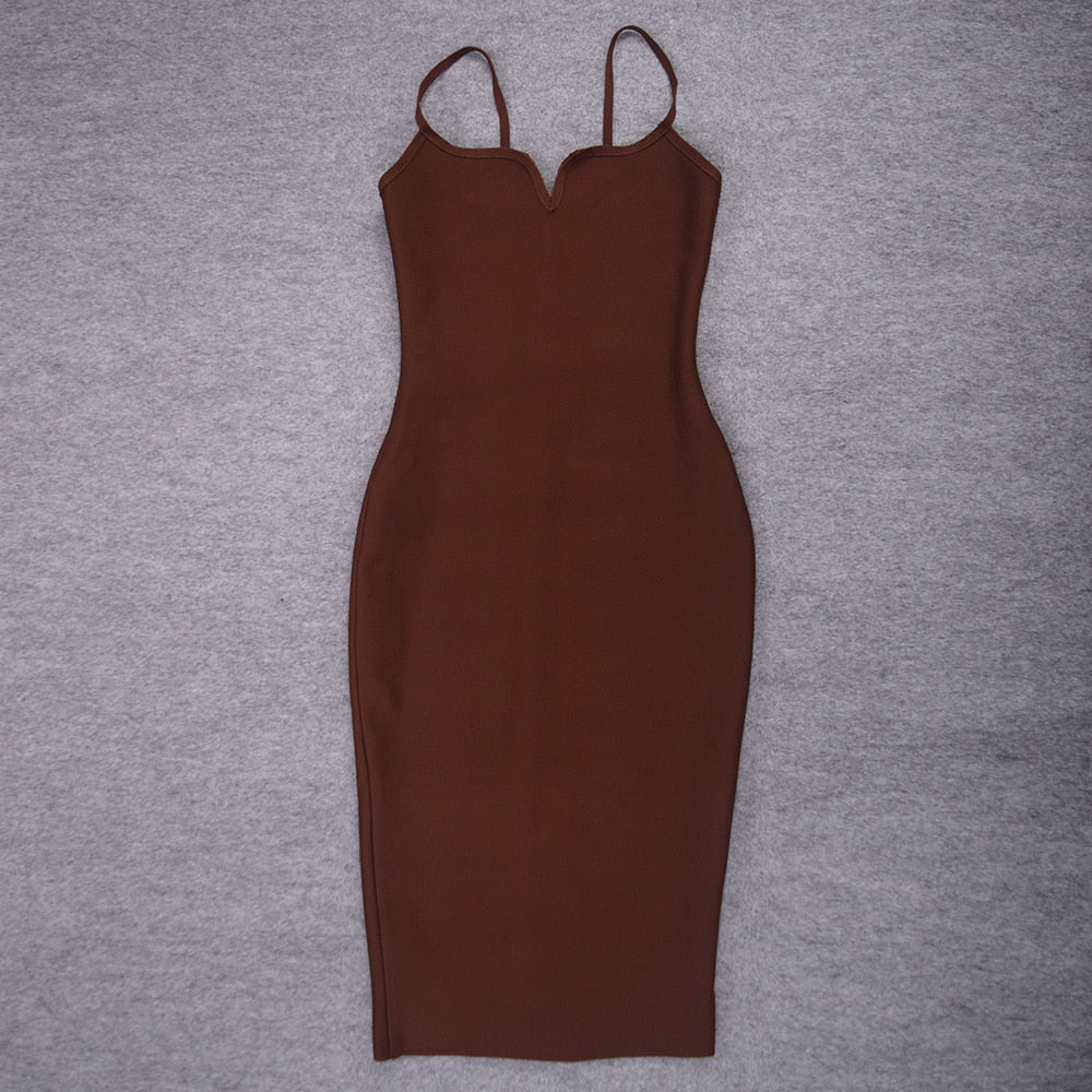 JuliaFashion - 2024 Sexy Bandage Spaghetti Strap Bodycon Dress