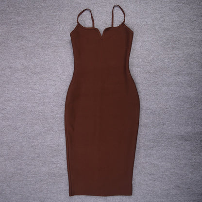 JuliaFashion - 2024 Sexy Bandage Spaghetti Strap Bodycon Dress