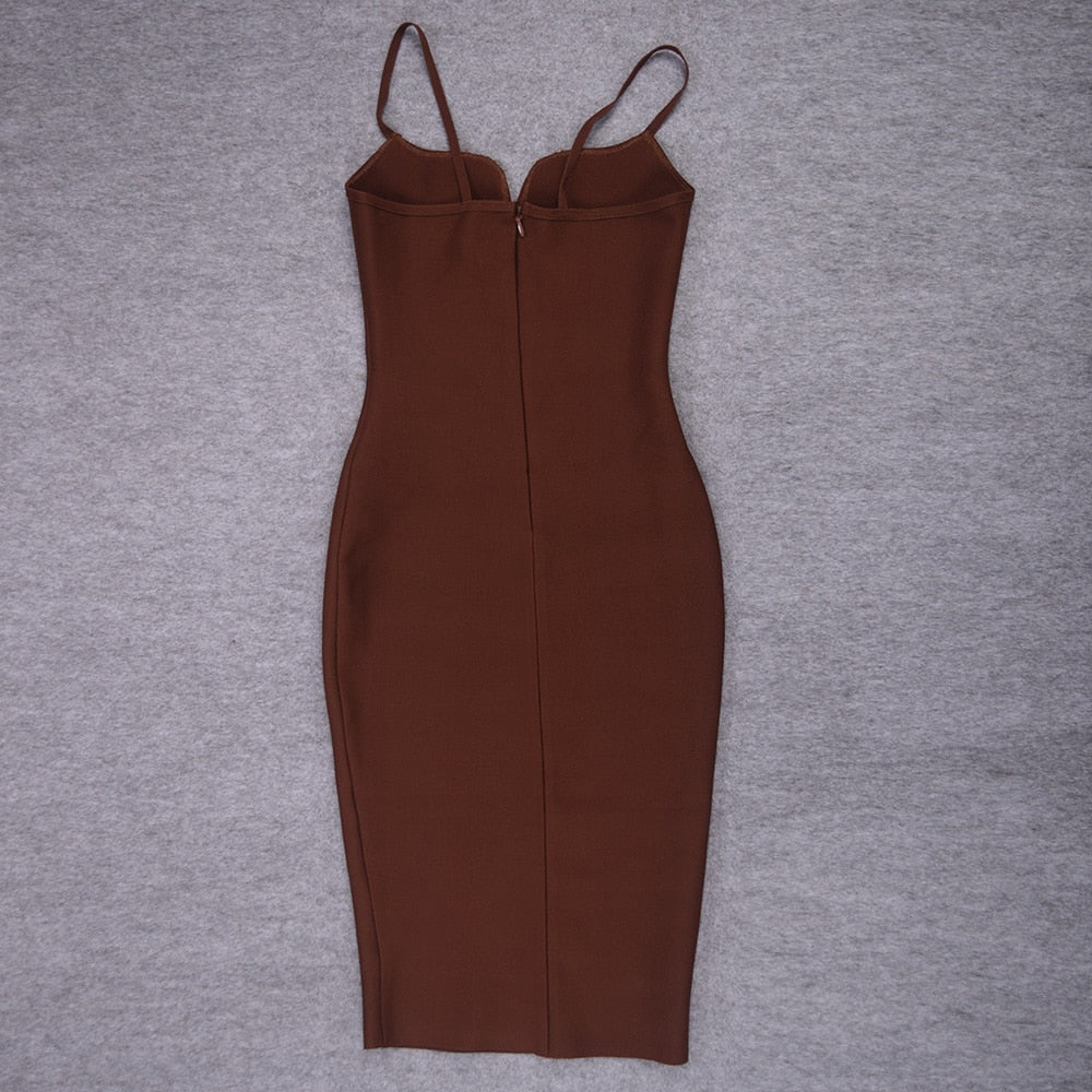 JuliaFashion - 2024 Sexy Bandage Spaghetti Strap Bodycon Dress