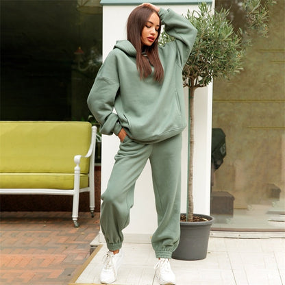 JuliaFashion - 2024 Two Piece Set Casual Fleece Tracksuit