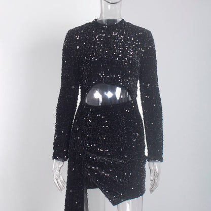 JuliaFashion - 2024 Sexy Sequin Hollow Out Cocktail Party Dresses