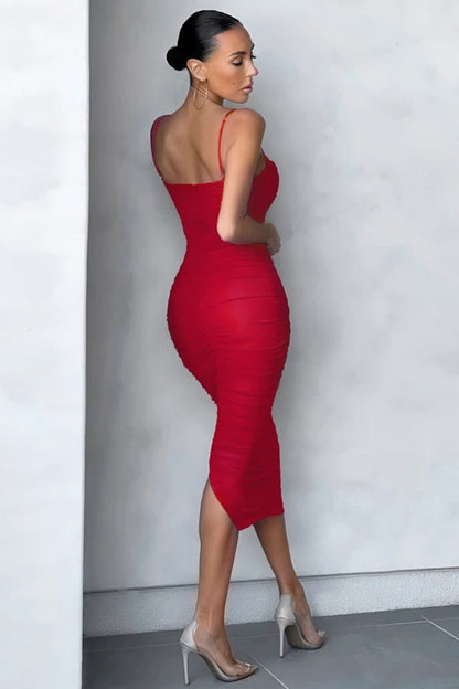 JuliaFashion-Midi Bandage Bodycon Sexy Party Dress