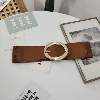 JuliaFashion-Elastic Vintage PU Leather Wild Pin Buckle