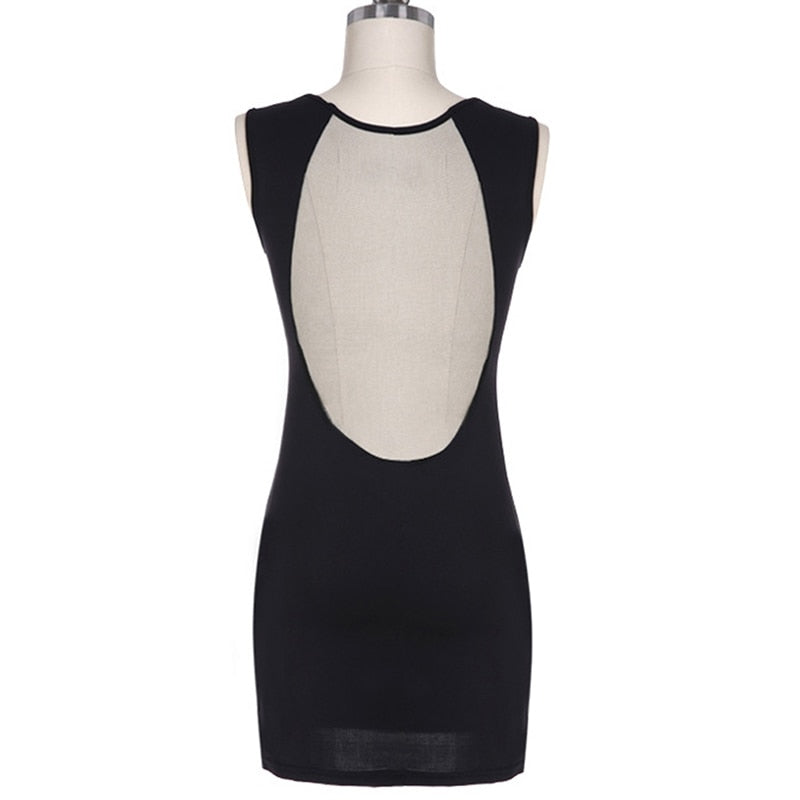 JuliaFashion - 2024 See Through Sleeveless Sexy O-Neck Black Bodycon Dresses