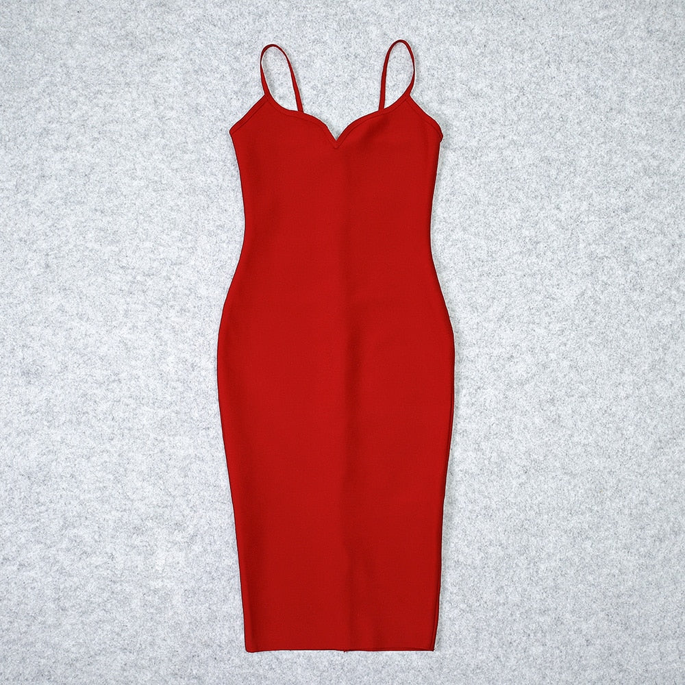 JuliaFashion - 2024 Sexy Bandage Spaghetti Strap Bodycon Dress