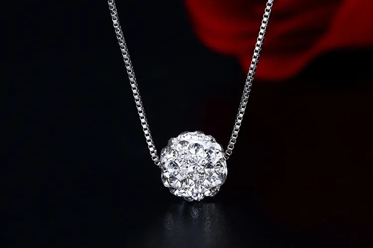 JuliaFashion-Elegant Crystal Ball Short Silver Necklace