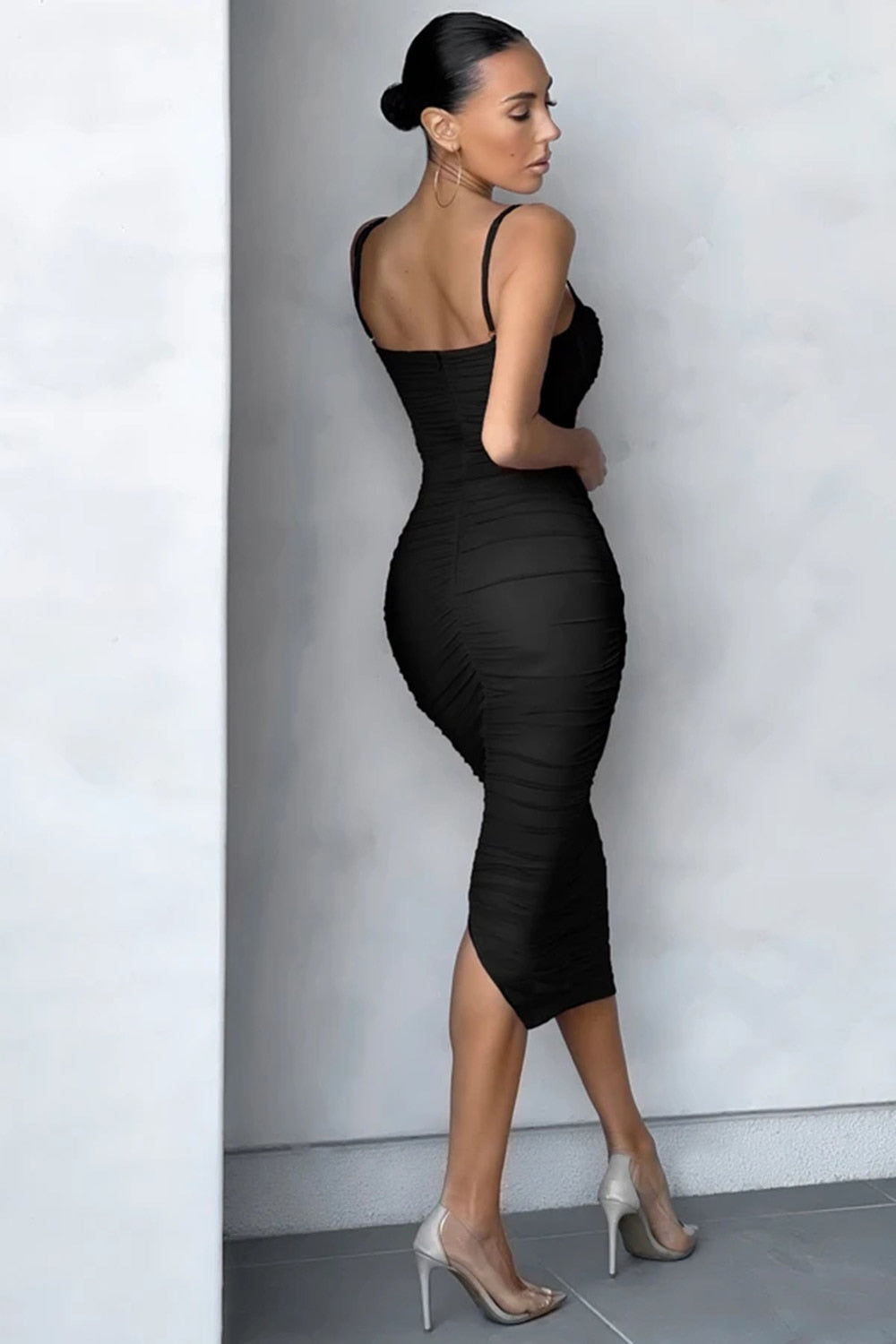 JuliaFashion-Midi Bandage Bodycon Sexy Party Dress