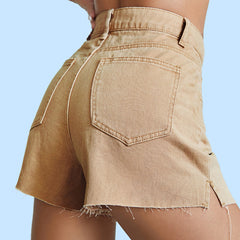 JuliaFashion - 2024 Women High Waist Denim Shorts Summer Fashion Straight Jeans
