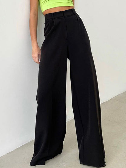 JuliaFashion-All-Match Pleated Casual Palazzo Pants