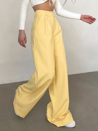 JuliaFashion-All-Match Pleated Casual Palazzo Pants