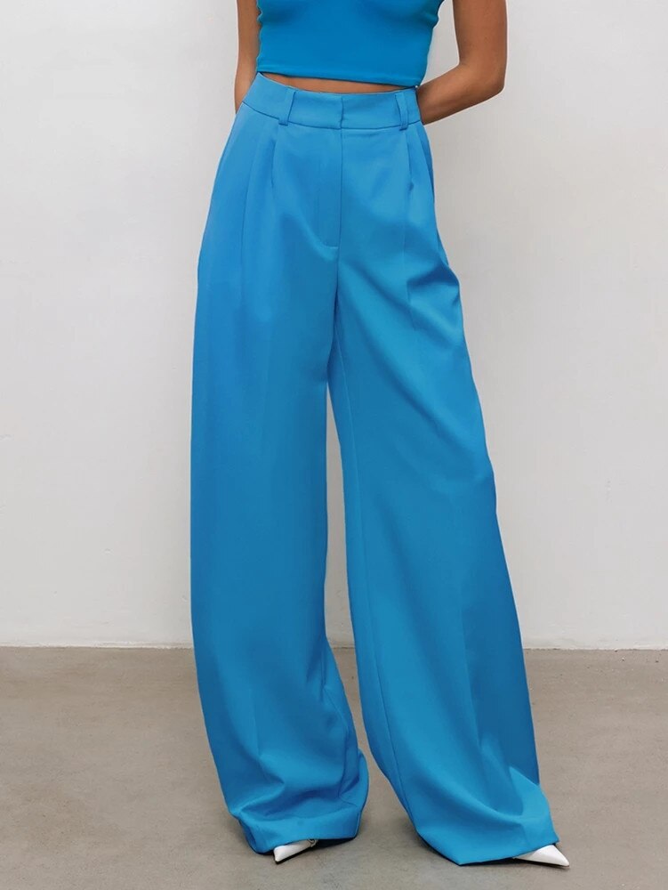 JuliaFashion-All-Match Pleated Casual Palazzo Pants