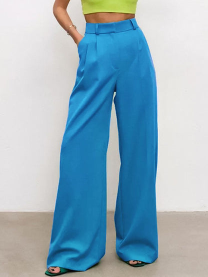 JuliaFashion-All-Match Pleated Casual Palazzo Pants