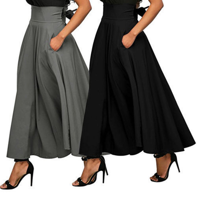 High Waist Pleated Long Skirts