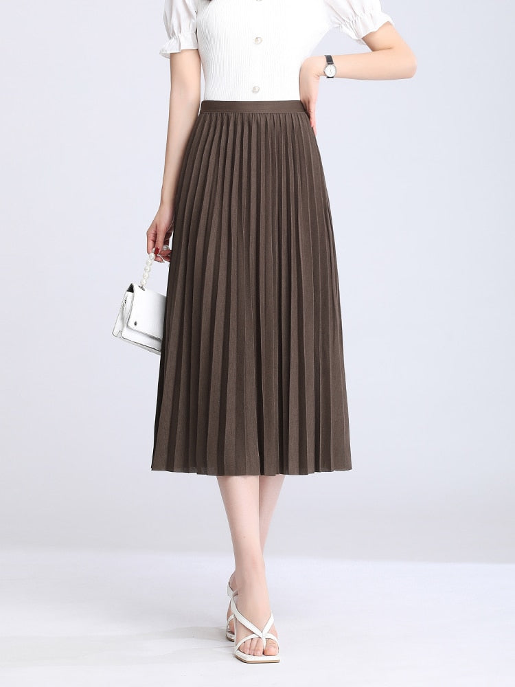 JuliaFashion - 2024 Simply Classic High Waist A-line Skirt