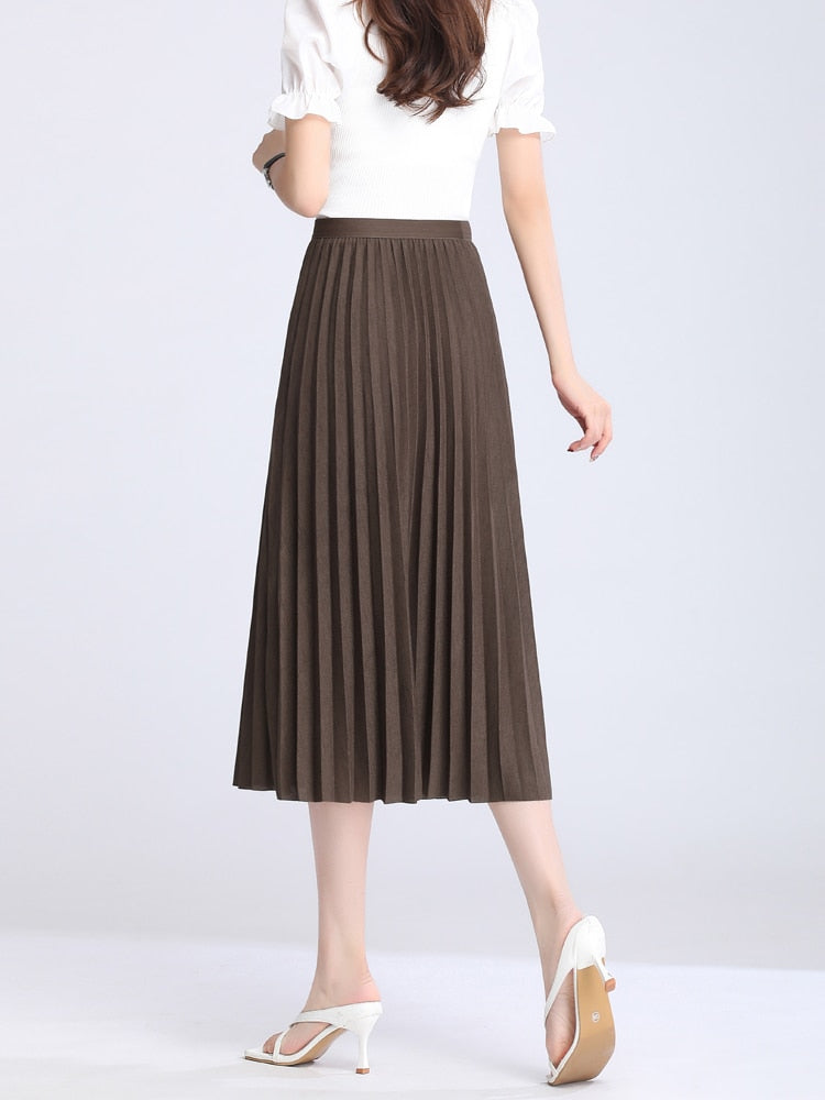 JuliaFashion - 2024 Simply Classic High Waist A-line Skirt