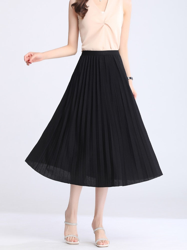 JuliaFashion - 2024 Simply Classic High Waist A-line Skirt