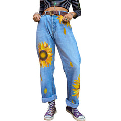 JuliaFashion - Women's High Waisted Jeans Oversize Casual Straight Pants