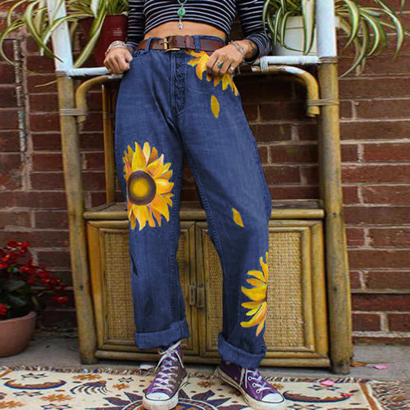 JuliaFashion - 2024 Women's High Waisted Jeans Oversize Casual Straight Pants